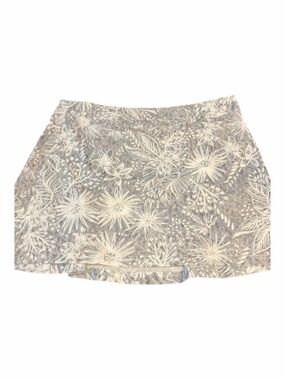 Ripskirt hawaii beautiful gray and white floral pattern.  blue